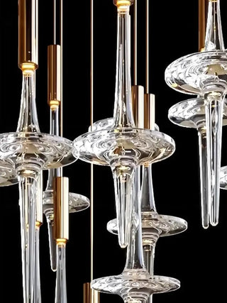 Hand Blown Crystal Glass Chandelier with LED Bulbs – Pendant Light for Hallways-Staircase Chandeliers