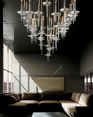 Hand Blown Crystal Glass Chandelier with LED Bulbs – Pendant Light for Hallways-Staircase Chandeliers