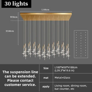 Hand Blown Crystal Glass Chandelier with LED Bulbs – Pendant Light for Hallways-Staircase Chandeliers