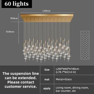 Hand Blown Crystal Glass Chandelier with LED Bulbs – Pendant Light for Hallways-Staircase Chandeliers