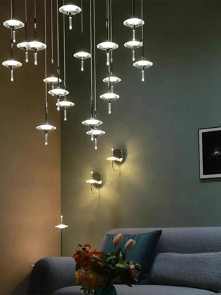 Hand Blown Crystal Glass Meteor Chandelier – Light for Hallways-Staircase Chandeliers