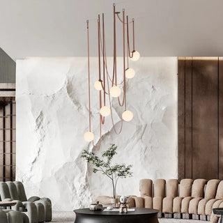 Hanging Belt Globes Chandelier – Unique Suspended Design-Staircase Chandeliers