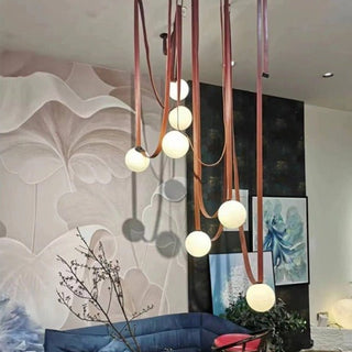 Hanging Belt Globes Chandelier – Unique Suspended Design-Staircase Chandeliers