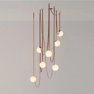 Hanging Belt Globes Chandelier – Unique Suspended Design-Staircase Chandeliers