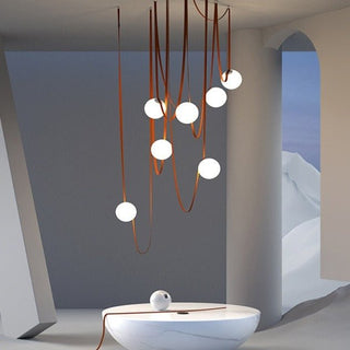 Hanging Belt Globes Chandelier – Unique Suspended Design-Staircase Chandeliers
