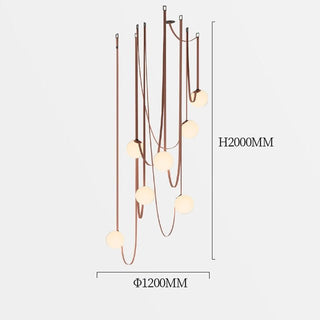 Hanging Belt Globes Chandelier – Unique Suspended Design-Staircase Chandeliers