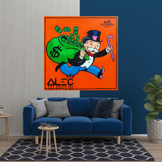 Hermes Money Bags - Mr Monopoly Canvas Wall Art-Wall Posters