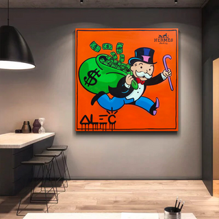 Hermes Money Bags - Mr Monopoly Canvas Wall Art-Wall Posters