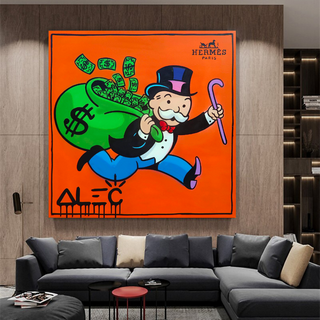 Hermes Money Bags - Mr Monopoly Canvas Wall Art-Wall Posters