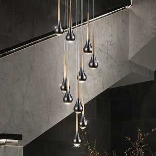 Hollow High Chandelier Light – Modern Aluminum LED Pendant for Stylish Interiors-Staircase Chandeliers