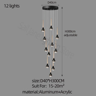 Hollow High Chandelier Light – Modern Aluminum LED Pendant for Stylish Interiors-Staircase Chandeliers