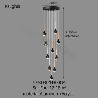 Hollow High Chandelier Light – Modern Aluminum LED Pendant for Stylish Interiors-Staircase Chandeliers