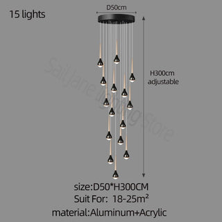 Hollow High Chandelier Light – Modern Aluminum LED Pendant for Stylish Interiors-Staircase Chandeliers