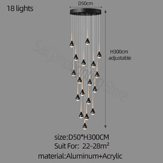 Hollow High Chandelier Light – Modern Aluminum LED Pendant for Stylish Interiors-Staircase Chandeliers