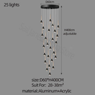 Hollow High Chandelier Light – Modern Aluminum LED Pendant for Stylish Interiors-Staircase Chandeliers