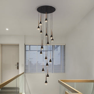 Hollow High Chandelier Light – Modern Aluminum LED Pendant for Stylish Interiors-Staircase Chandeliers