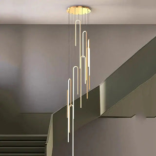 Hooked Bars Linear Staircase Chandelier Lighting-Staircase Chandeliers