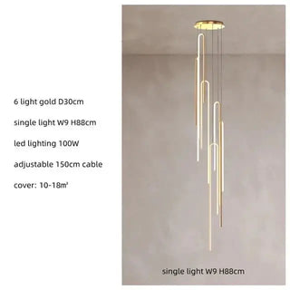 Hooked Bars Linear Staircase Chandelier Lighting-Staircase Chandeliers
