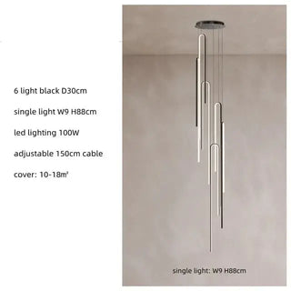 Hooked Bars Linear Staircase Chandelier Lighting-Staircase Chandeliers