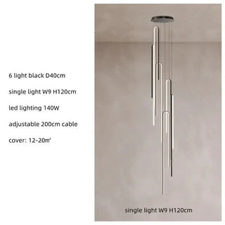 Hooked Bars Linear Staircase Chandelier Lighting-Staircase Chandeliers