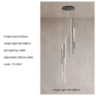 Hooked Bars Linear Staircase Chandelier Lighting-Staircase Chandeliers