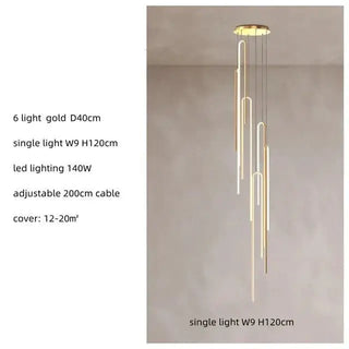 Hooked Bars Linear Staircase Chandelier Lighting-Staircase Chandeliers