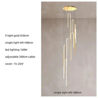 Hooked Bars Linear Staircase Chandelier Lighting-Staircase Chandeliers