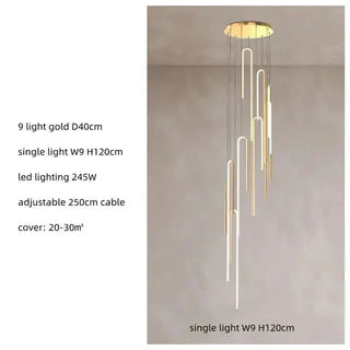 Hooked Bars Linear Staircase Chandelier Lighting-Staircase Chandeliers