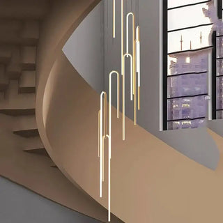 Hooked Bars Linear Staircase Chandelier Lighting-Staircase Chandeliers