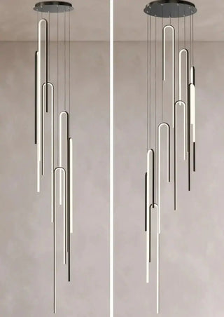 Hooked Bars Linear Staircase Chandelier Lighting-Staircase Chandeliers