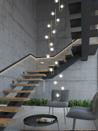 Hooked Globes Staircase Chandelier – Modern Pendant for Stairwells-Staircase Chandeliers