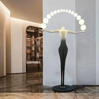 Humanoid Sculpture Holding Ball Floor Lamp-Lamps