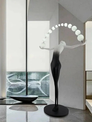 Humanoid Sculpture Holding Ball Floor Lamp-Lamps