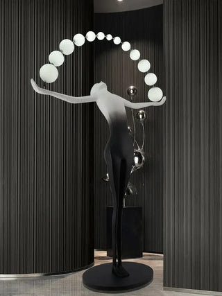 Humanoid Sculpture Holding Ball Floor Lamp-Lamps