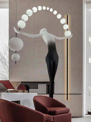 Humanoid Sculpture Holding Ball Floor Lamp-Lamps