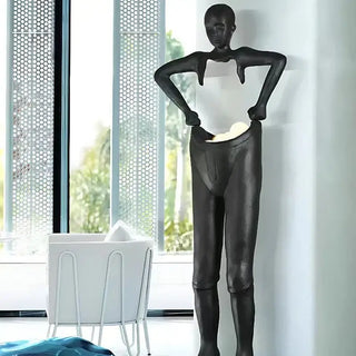 Humanoid Sculpture Holding Floor Lamp-Lamps
