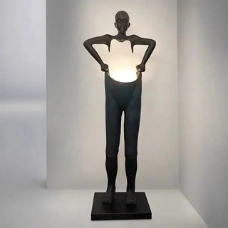 Humanoid Sculpture Holding Floor Lamp-Lamps