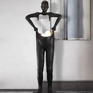 Humanoid Sculpture Holding Floor Lamp-Lamps