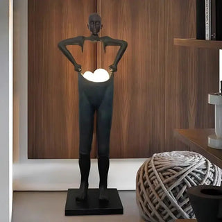 Humanoid Sculpture Holding Floor Lamp-Lamps