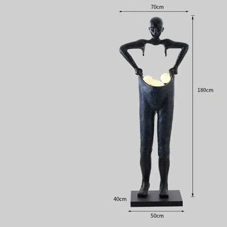 Humanoid Sculpture Holding Floor Lamp-Lamps