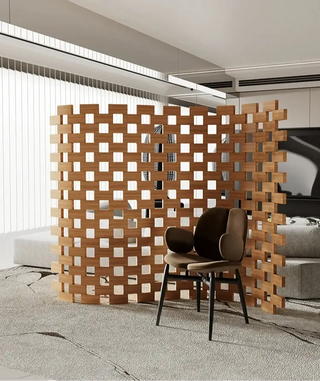 Iron Head Solid Wood Folding Screen – Medieval Style Room Divider