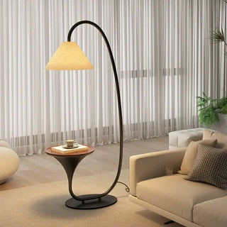 Italian Art Arch Floor Lamp with Built-In Side Table – Sculptural Lighting Piece
