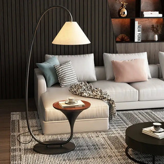 Italian Art Arch Floor Lamp with Built-In Side Table – Sculptural Lighting Piece