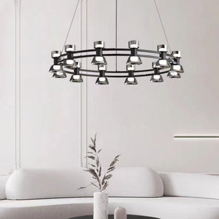 Italian Copper - Glass Ribbon Chandelier-Chandeliers