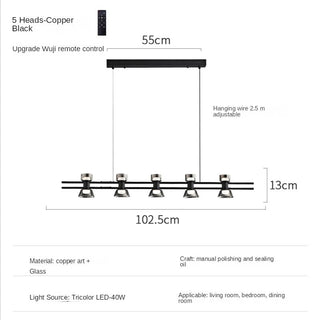 Italian Copper - Glass Ribbon Chandelier-Chandeliers