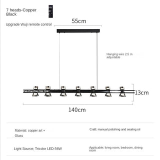 Italian Copper - Glass Ribbon Chandelier-Chandeliers