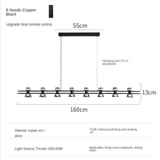 Italian Copper - Glass Ribbon Chandelier-Chandeliers