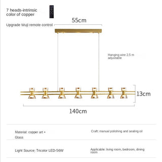 Italian Copper - Glass Ribbon Chandelier-Chandeliers