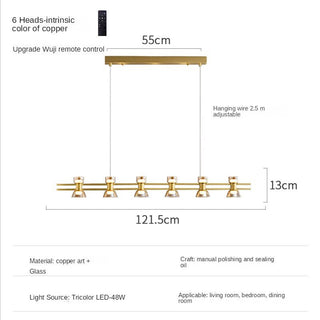 Italian Copper - Glass Ribbon Chandelier-Chandeliers