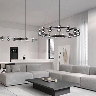 Italian Copper - Glass Ribbon Chandelier-Chandeliers